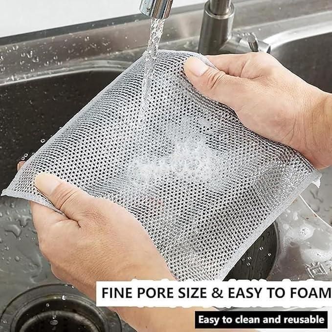 Premium Wire Scrubber Dishwashing Rags – Fast Cleaning for Kitchen & Home (Pack of 10)