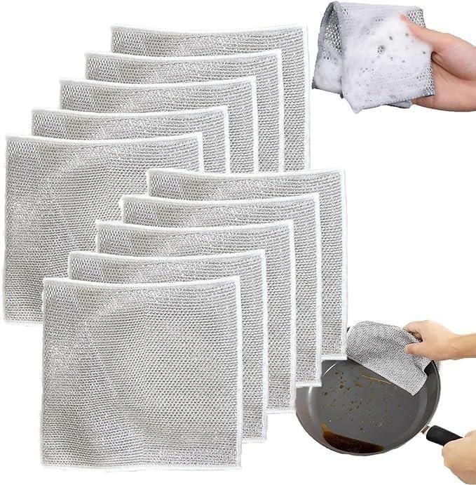 Premium Wire Scrubber Dishwashing Rags – Fast Cleaning for Kitchen & Home (Pack of 10)